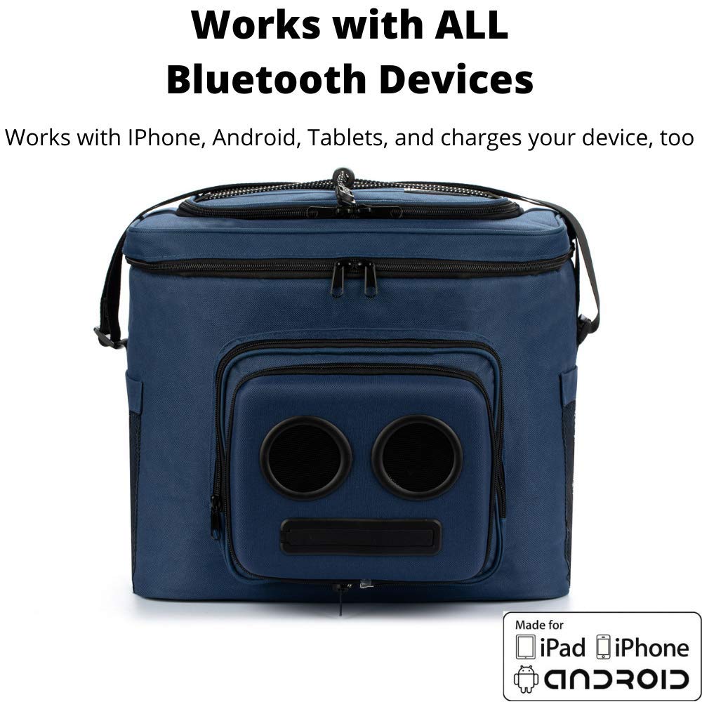 The #1 Cooler with Speakers on Amazon. 20-Watt Bluetooth Speakers for Parties/Festivals/Boat/Beach. Rechargeable, Works with iPhone & Android (Blue)