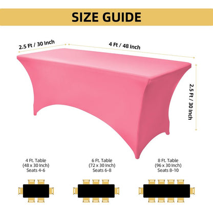 ZarzaaSik 6-Pack 4ft Spandex Table Covers for Rectangular Folding Tables - Wrinkle Resistant Stretch Tight Table Cloths - Ultimate Fitted Table Protector for Parties, Trade Shows, and Wedding