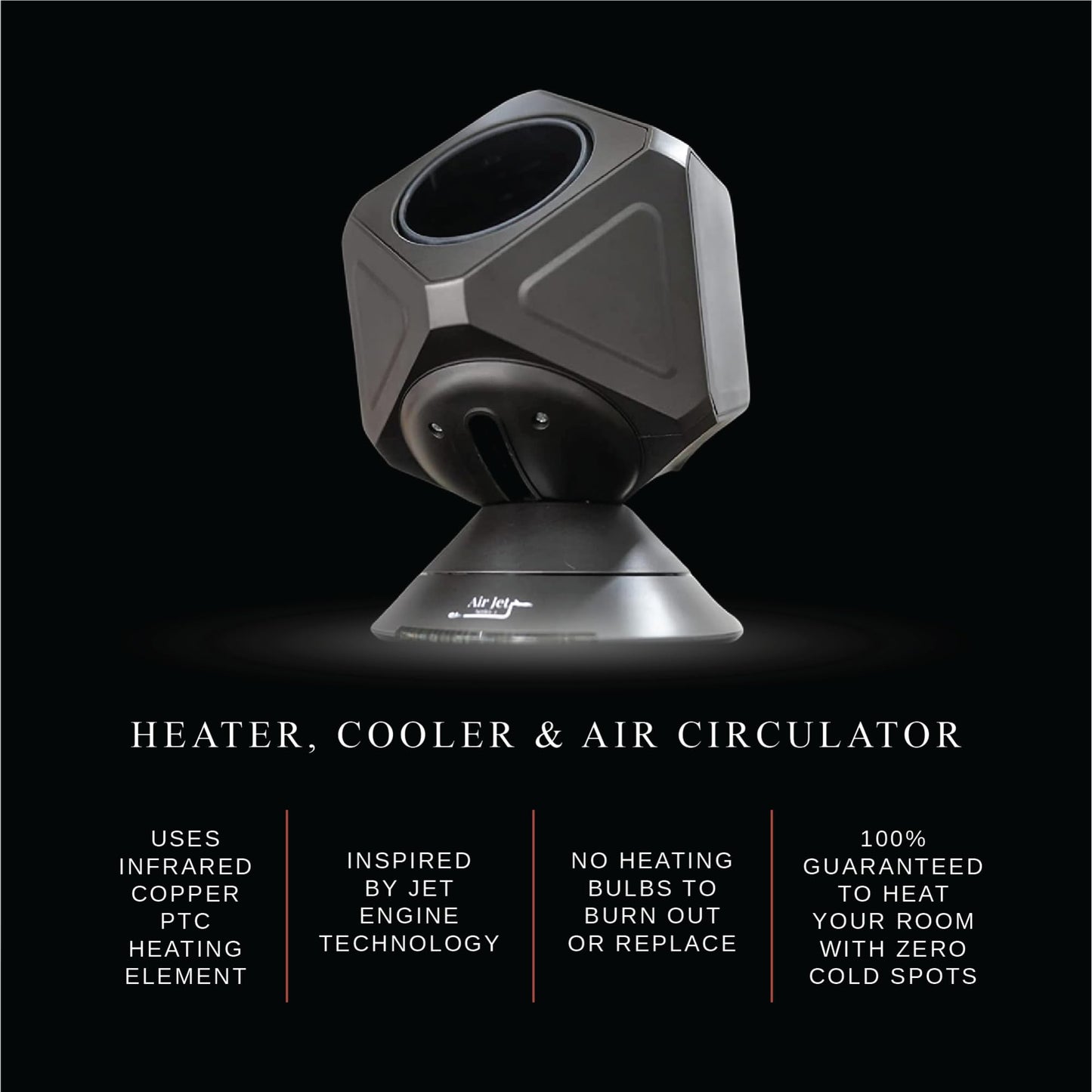 Norviera Air Jet Series-1 Cooling Fan with Heater – 10-Speed Powerful Fan for Summer, Built-in Heat for Year-Round Use | 5 Modes | Adjustable Thermostat (40–90°F)