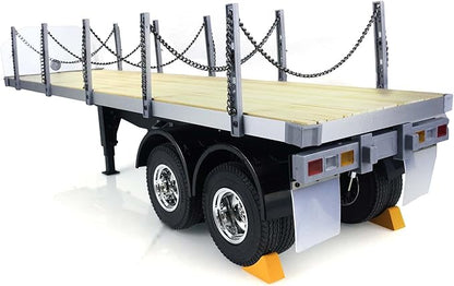 US in Stock RC Tractor Flatbed Semi Trailer Truck 1/14 2Axle Compatible with DIY Tamiya Construction Vehicle Model