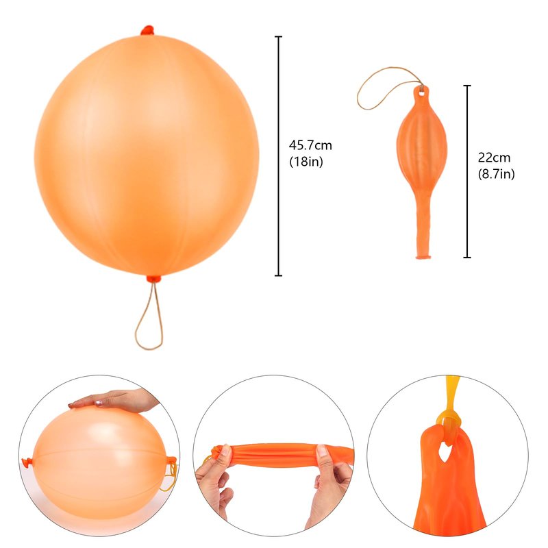 RUBFAC Punch Balloons, Birthday Balloons Party Favors For Kids, 36Pcs Thickened Heavy Duty Neon Punching Bouncy Ball for Party Goodie Bag Stuffers Exciting Outdoor Play Supply