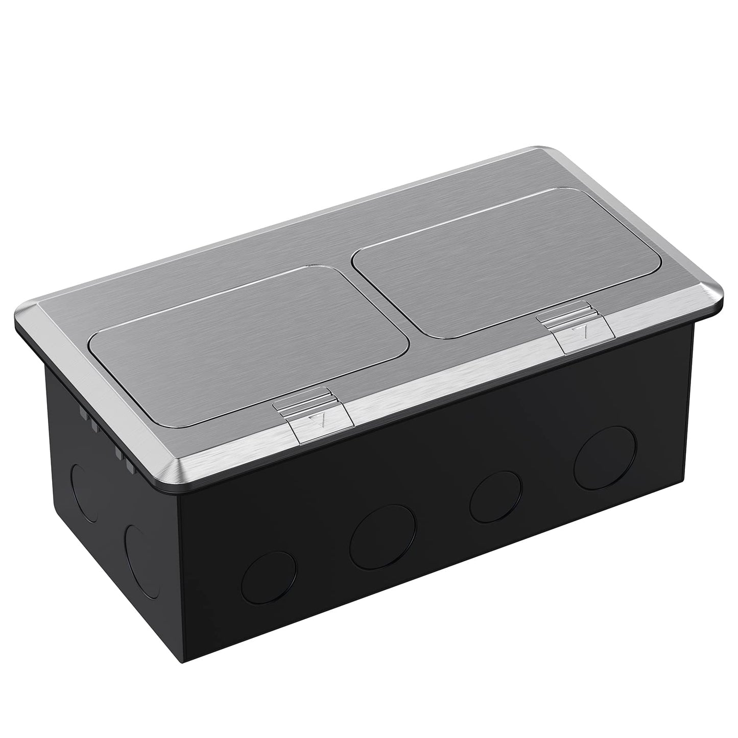 WEBANG Dual Pop-Up Floor Box Electrical Kit, 20 Amp Stainless Steel GFCI Tamper/Weather Resistant Receptacle Outlet, 3-Port RJ45 Datacom Receptacle, Brushed Nickel