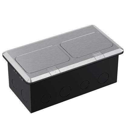 WEBANG Dual Pop-Up Floor Box Electrical Kit, 20 Amp Stainless Steel GFCI Tamper/Weather Resistant Receptacle Outlet, 3-Port RJ45 Datacom Receptacle, Brushed Nickel