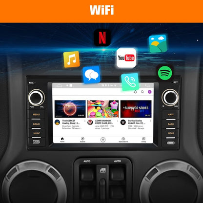 AWESAFE Car Stereo for Jeep Wrangler Jeep Patriot Compass Dodge Ram 1500 2500 3500, 7 Inch Android 13 Jeep JK Carplay Android Auto Bluetooth GPS Navigation Touch Screen Head Unit with Backup Camera