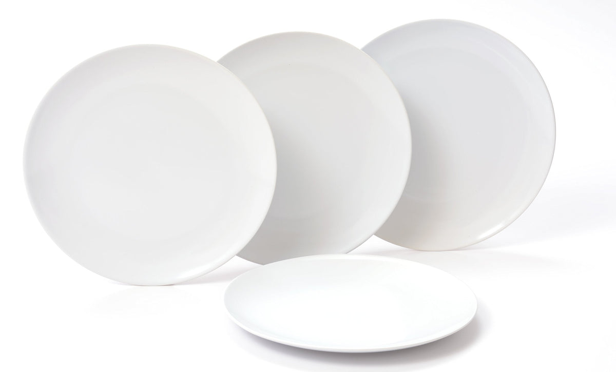 O-Ware White Stoneware 10 Inch Dinner Plate, Set of 4