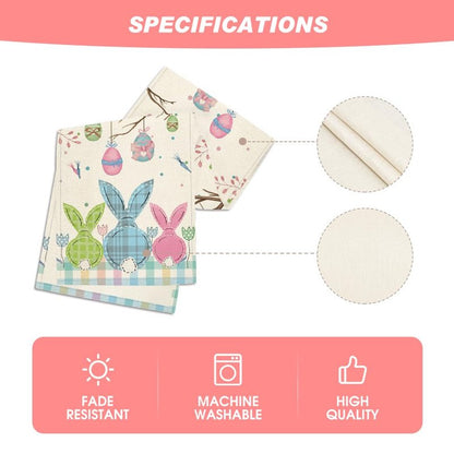 Artoid Mode Buffalo Plaid Bunny Egg Carrot Easter Table Runner, Seasonal Spring Kitchen Dining Table Decoration for Home Party Decor 13x72 Inch