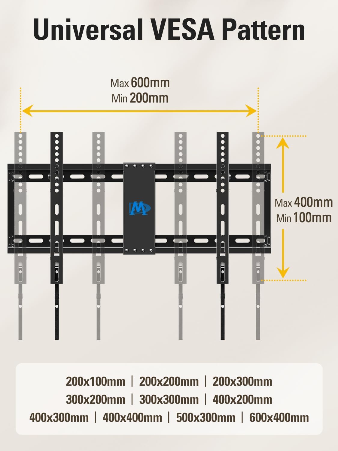 Mounting Dream TV Wall Mount - Universal Tilt for 37-75 Inch TVs | Max VESA 600x400mm, 132lbs Capacity