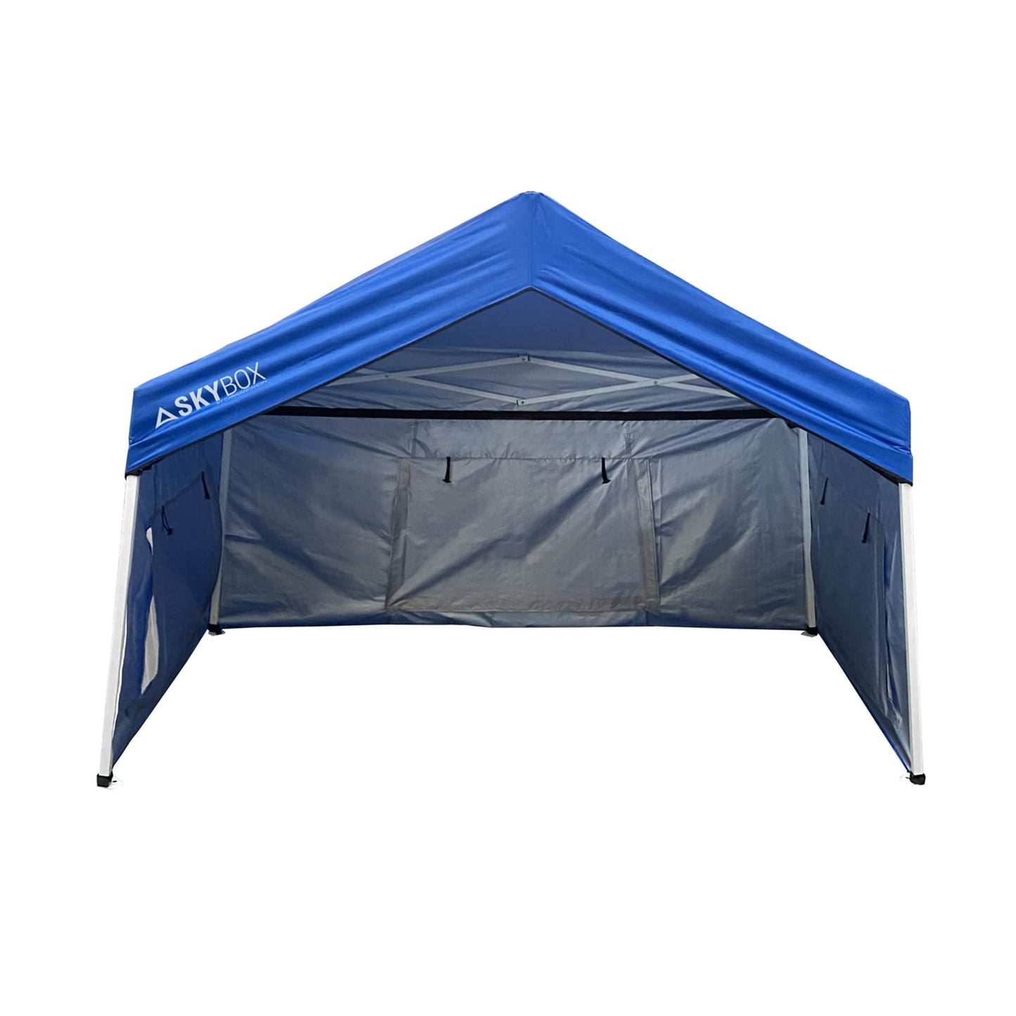 Caravan Canopy Skybox 3.2 Foot x 6.5 Foot Instant Multipurpose Height Adjustable Steel Frame Outdoor Sport Shelter Canopy with Carry Bag, Blue