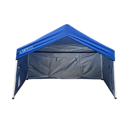 Caravan Canopy Skybox 3.2 Foot x 6.5 Foot Instant Multipurpose Height Adjustable Steel Frame Outdoor Sport Shelter Canopy with Carry Bag, Blue