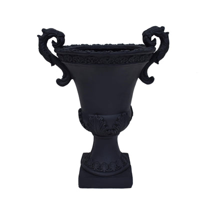 roomfitters Garden Urn Planter Decorative Planter for Indoor and Outdoor Spaces, Elegant Antique-Inspired Design, Durable MGO Construction, Black