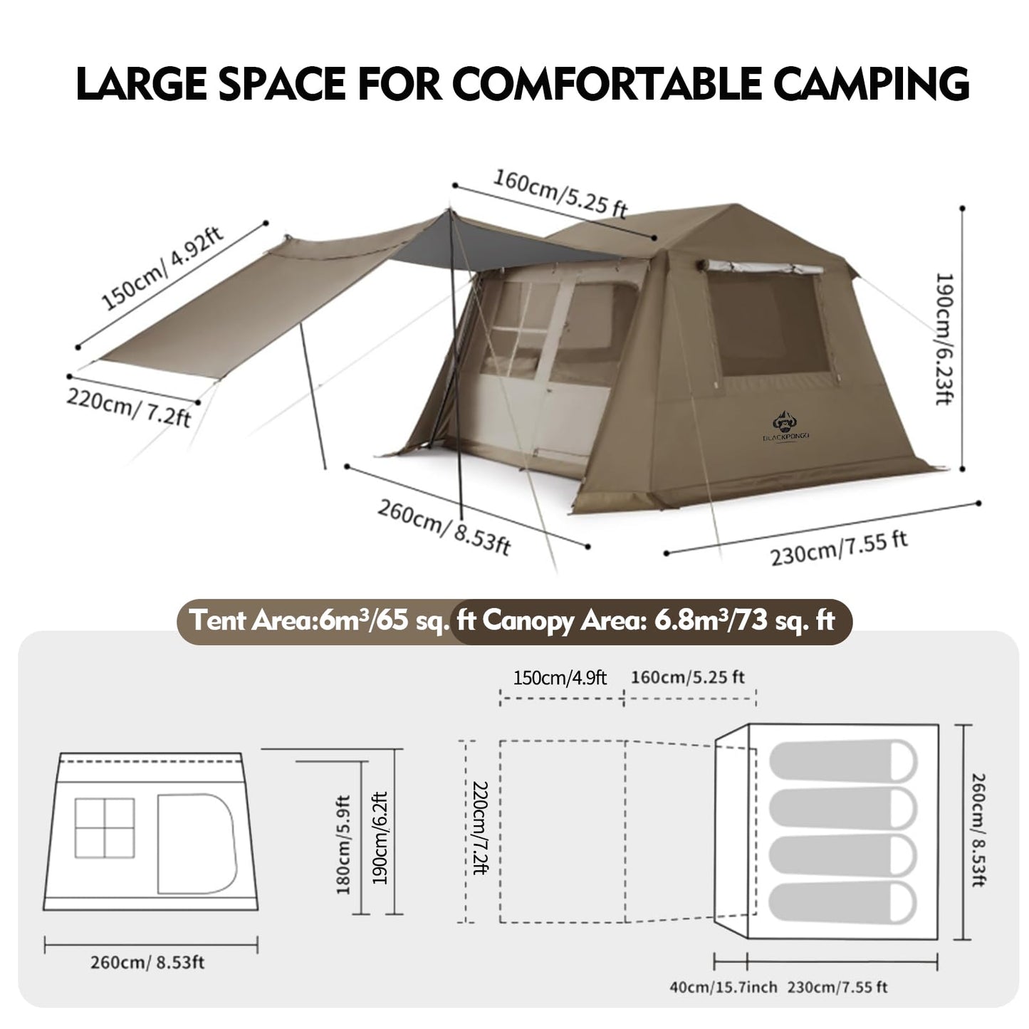 Jupiter 5 6 13 Outdoor Camping Tent for 4 6 8 People, Fully Automatic Quick Opening, Canopy for Outdoor Picnic, Park & Family Use, Silver Coated Sunscreen & Waterproof (Jupiter 6(6 Person), 6 Person)