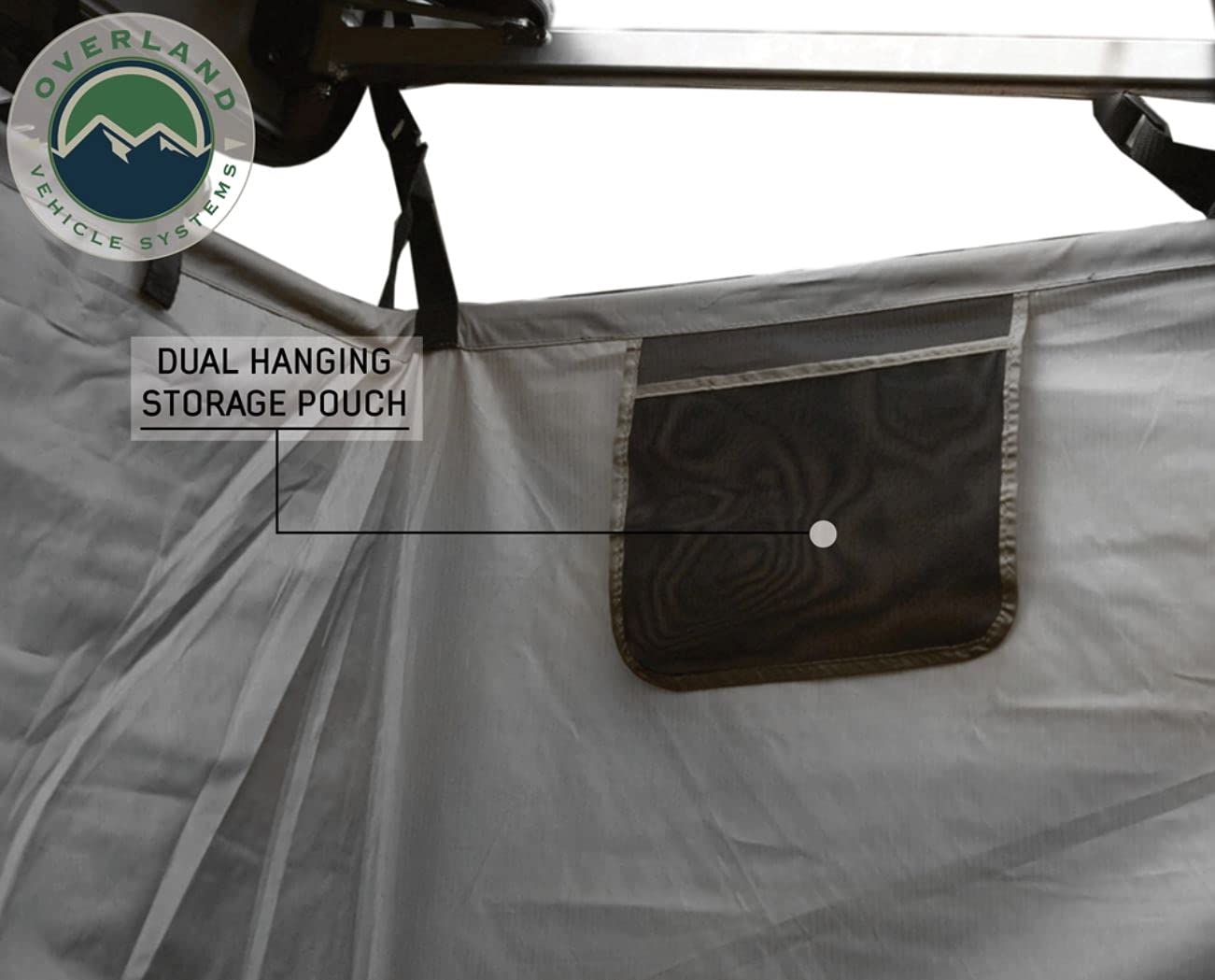 Overland Vehicle Systems HD Nomadic Car Side Shower Room with Black 1000G PVC Travel Cover, Universal L - Brackets, Dark Grey Body with Silver Inner Lining