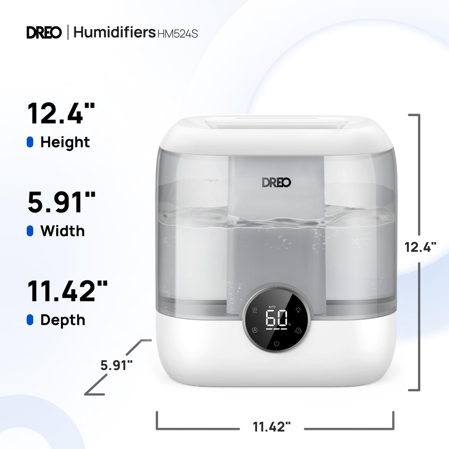 Dreo Smart Humidifiers for Bedroom, 6L Top Fill Supersized Cool Mist Humidifier for Large Room, 60 Hour Runtime, Quiet Ultrasonic Humidifier for Plants, Baby, Indoor, Home, Night Light, Black