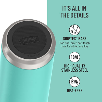 THERMOS Icon Series Insulated Water Bottle - 18 Ounce, Seafoam | Stainless Steel with Straw Lid