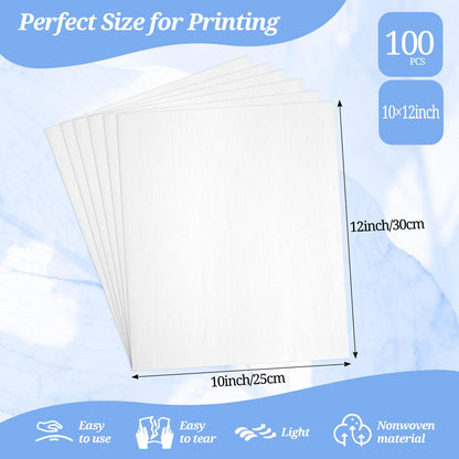 Tear Away Embroidery Stabilizer 10 x 12, 100 Precut Sheets, 1.8 oz Medium Weight Backing for 5x7 Hoops, Easy Tear for Patches, Hats, Applique and Small Projects