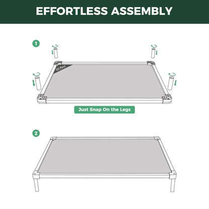 FXW TitanNest Chew-Proof Elevated Dog Bed, Raised Cot for Indoor/Outdoor/Camping Use, Durable & Waterproof Cooling Pet Bed for Small Dogs, 35.0" L x 22.0" W x 4.5" H, Black