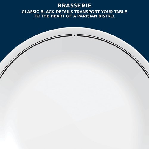 Corelle 6-Piece Round Lunch Plates - Lightweight Vitrelle Glass, Chip & Scratch Resistant, Dishwasher Safe | Brasserie Design