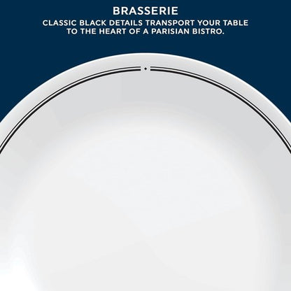 Corelle 6-Piece Round Lunch Plates - Lightweight Vitrelle Glass, Chip & Scratch Resistant, Dishwasher Safe | Brasserie Design