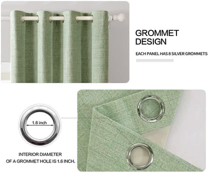 MIULEE Blackout Curtains - 100% Thermal Insulated Linen Texture Drapes | Sage Green, 52x72 Inch (2 Panels)