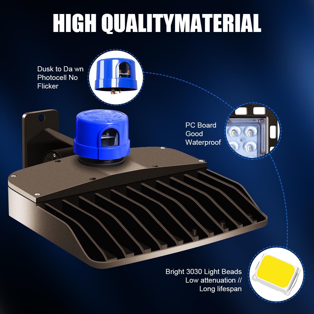 Juyace 3 Pack 150W LED Parking Lot Light Dusk to Dawn, 21000LM Super Bright Shoe Box Street Lights, IP65 Waterproof Commercial Area Flood Lighting for Yard Barn Wall Mount, 110-277V, 5000K Daylight