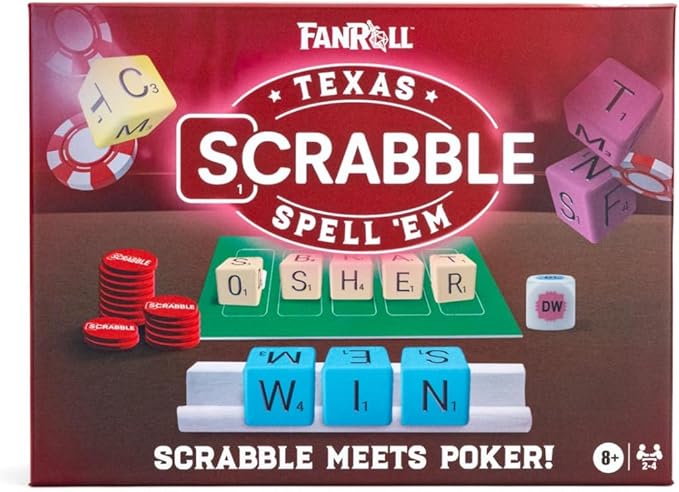 Fanroll Scrabble Texas Spell Em Board Game Scrabble Meets Texas Hold 'Em Poker with Dice!