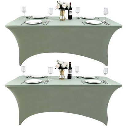 ZarzaaSik 122 6-Pack 6ft Spandex Table Covers for Rectangle Standard Folding Tables - Wrinkle Resistant Stretch Tablecloths - Ultimate Fitted Table Protector for Parties, Banquet, and Wedding
