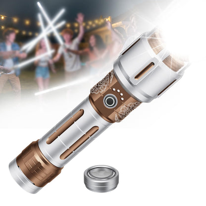 SKYFIRE 2503 LED Rechargeable Flashlights with Lightsaber, 3000 High Lumens Waterproof Zoomable Powerful Bright Flash Light for Home, Outdoor, Flash Saber Fans and Night Adventures with Ignition Lens