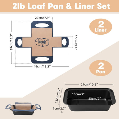 **Regine Switzerland Nonstick Loaf Pan Set - 2-Pack 9 x 5 Inch Bread Pans with Liners for Perfect Baking**