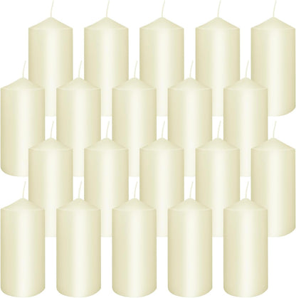YOROXRG 2"x4" High Ivory Pillar Candles, Set of 20 Unscented. Bulk Buy. Ideal for Halloween, Wedding, Emergency Lanterns, Household, Wedding and Home Décor Candlesticks