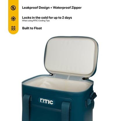 RTIC Ultra-Tough Soft Cooler 30 Can, Insulated Bag Portable Ice Chest Box for Lunch, Beach, Drink, Beverage, Travel, Camping, Picnic, Car, Trips, Floating Cooler Leak-Proof with Zipper, Marine