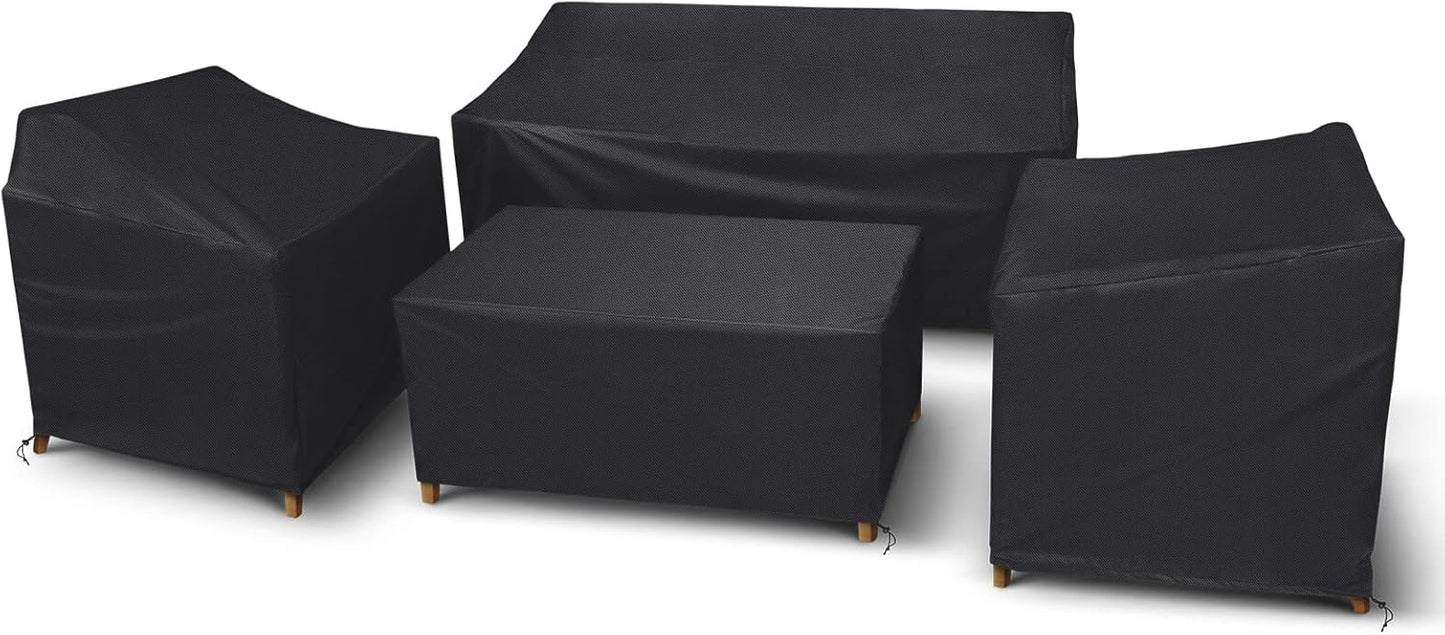STARTWO Heavy-Duty Waterproof Patio Furniture Covers - 4-Piece Set for Rattan Wicker, Black