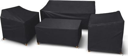 STARTWO Heavy-Duty Waterproof Patio Furniture Covers - 4-Piece Set for Rattan Wicker, Black