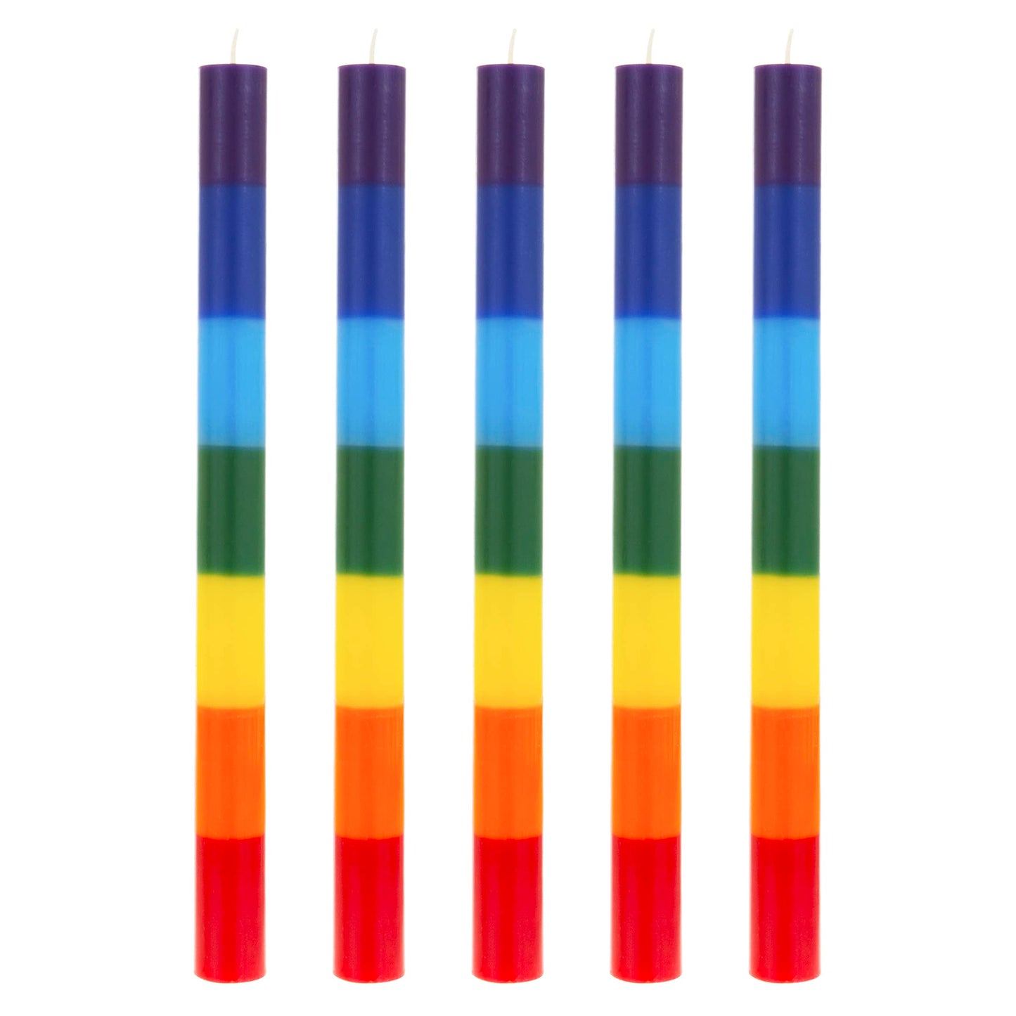 Mega Candles 5 pcs Unscented Multi Color Straight Taper Chakra Candles, Hand Poured Premium Wax Candle 12 Inch x 1 Inch, 100% Cotton Wick, Positive Healing Energy, Meditation, Relaxation, Reiki, Yoga