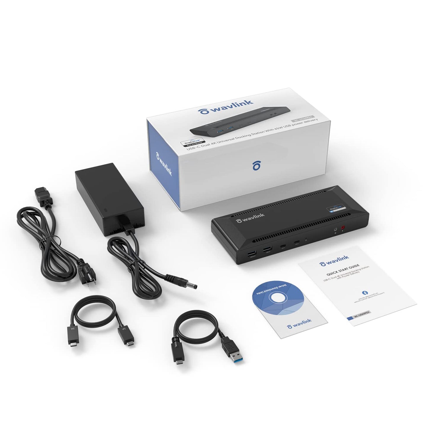 WAVLINK Universal USB C Laptop Docking Station Dual Monitors 5K/4K@60Hz with 65W Host Charging for Thunderbolt 4/3, USB-C Windows, Mac M1-M5/Macbook Neo, Chrome (2HDMI+2DP), 6USB 3.0, 1Gbps Ethernet