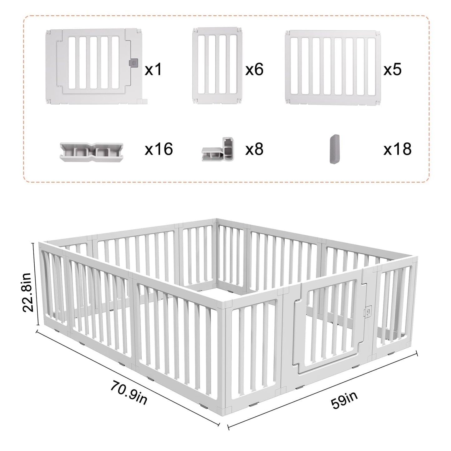 Gupamiga Playpen Baby Playard Portable Baby Fence Play Area Indoor Outdoor Kids Activity Center Playpen Playground Hoop for Indoor and Outdoor Use (12 Panels)