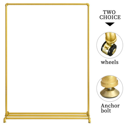 BOSURU Rolling Gold Clothing Racks on Wheels, Retail Display Industrial Pipe Clothing Racks for Hanging Garment Racks for Boutiques, Home