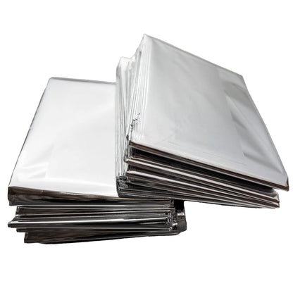 NOVAMEDIC Emergency Mylar Foil Thermal Blankets - Pack of 200, 84"x52", Individually Wrapped, Waterproof Survival Blanket for Camping, Outdoors, First Aid Kit & Travel, Lightweight & Compact, Silver