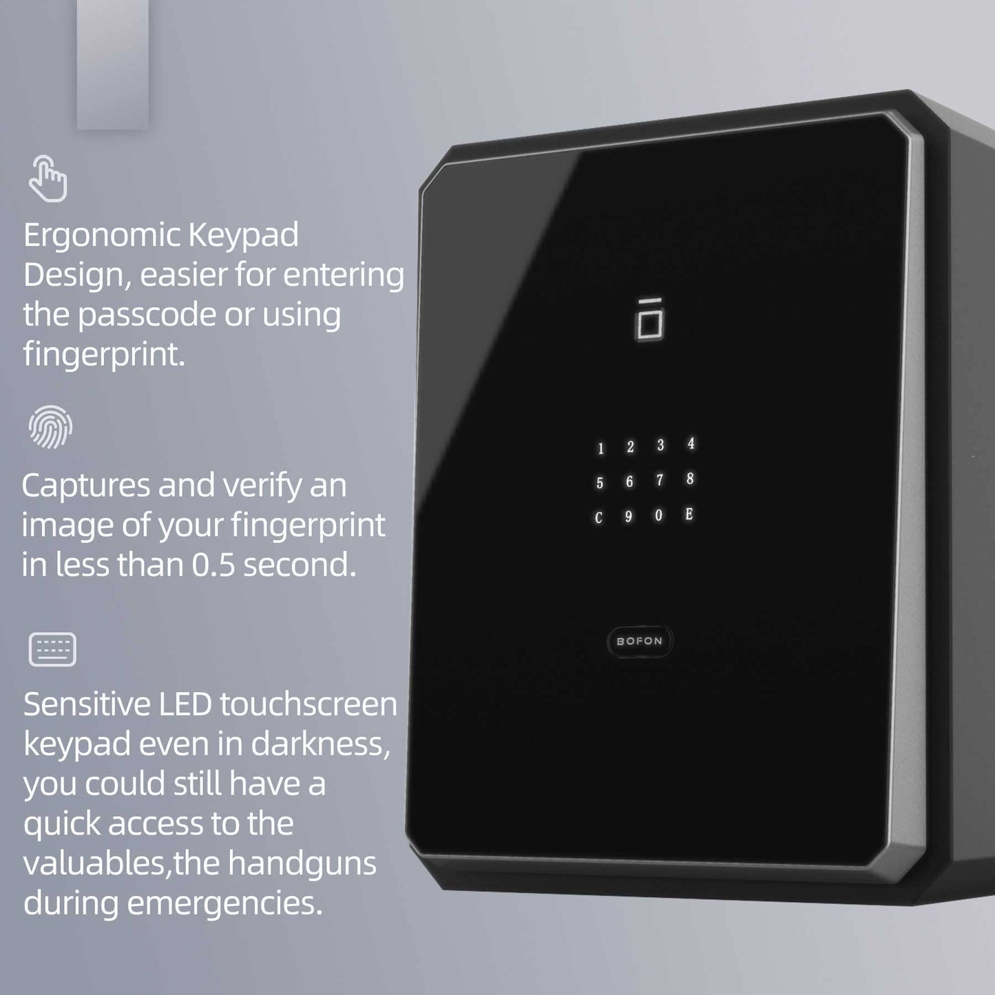 BOFON Home Safe, Fingerprint Password Safe Box with Key, Cabinets SafeBox for Home, Security Box, Biometric Safe, W-series 2.1Cubic feet
