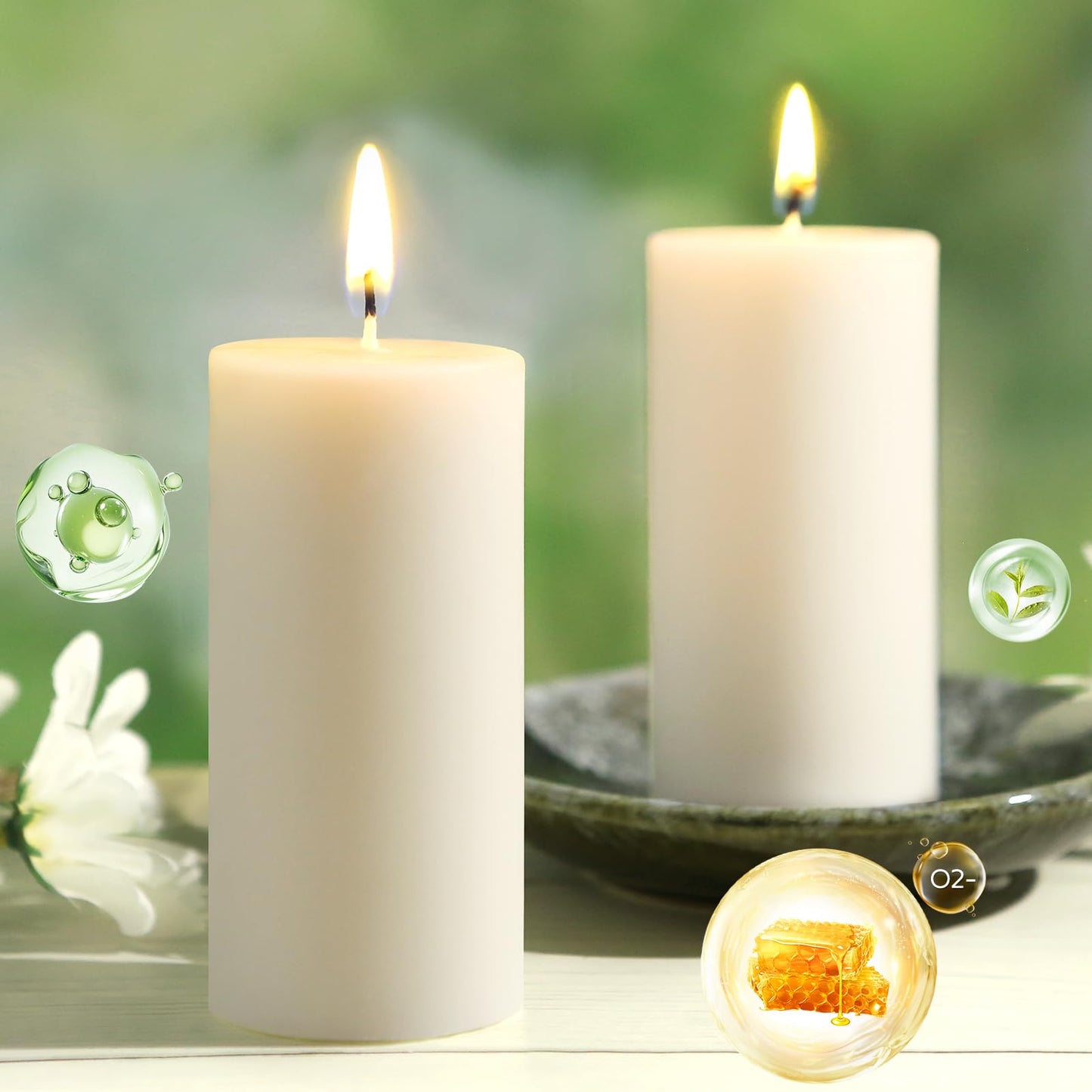 Beeswax Pillar Candles,86 Hours Long Burning Pure Off-White Beeswax Candles,Unscented Bees Wax Candles for Home,Prayer,Dripless Smokeless Organic 100% Beeswax Candles Bulk 2x4in-2pack