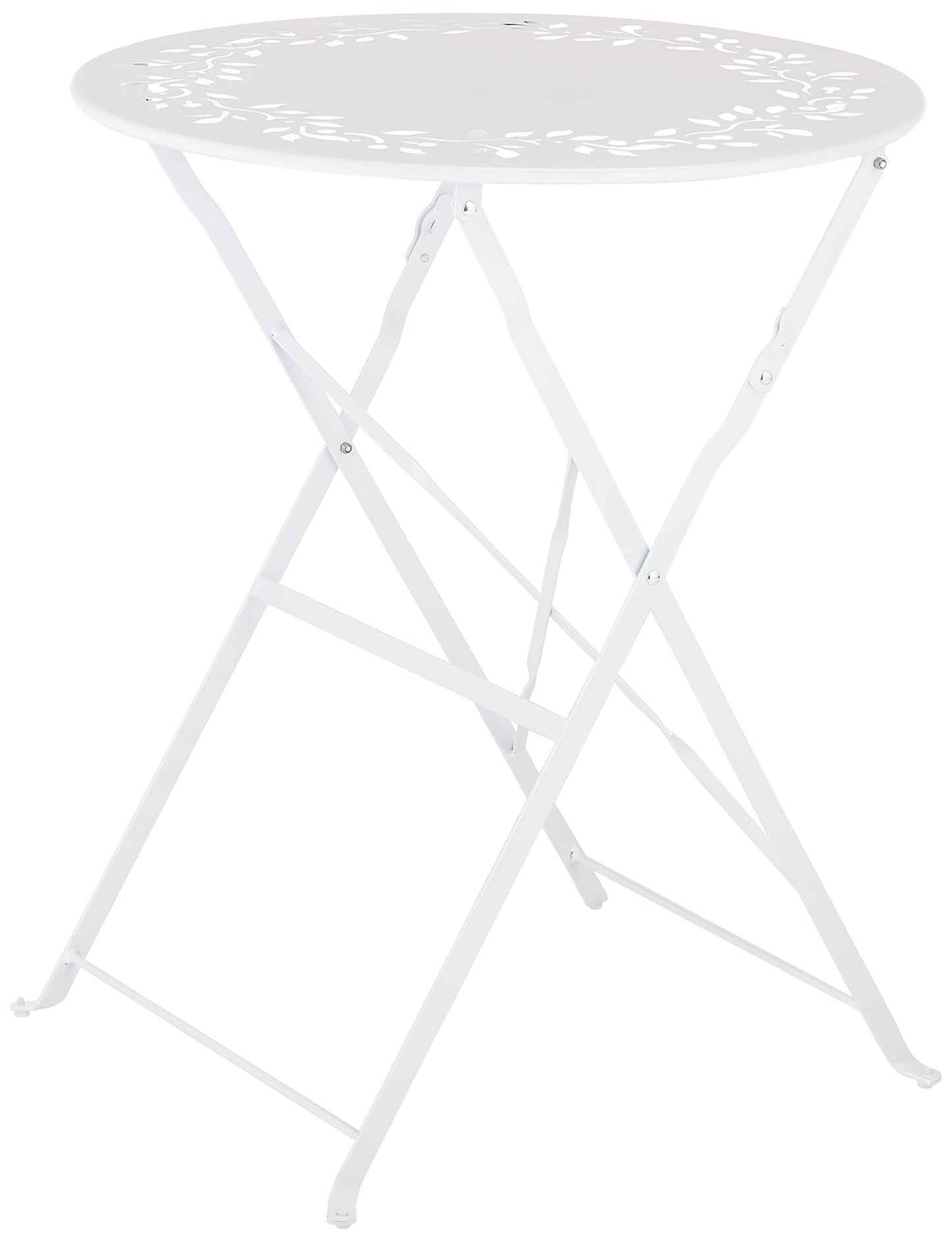 Alpine Corporation Indoor/Outdoor 3-Piece Bistro Set Folding Table and Chairs Patio Seating, White