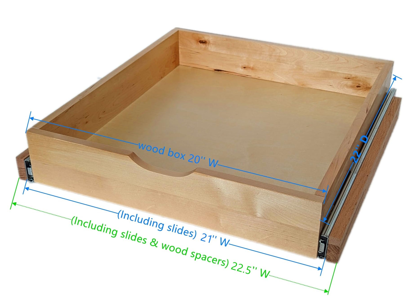 Pull Out Drawers for Cabinet, Wood Slide Out Cabinet Organizer and Storage, Cabinet Kitchen Drawers Slide Out Shelves, Pull Out Shelves in Kitchen, Pantry, Bathroom with Soft Close, 21"W x 22"D x 4"H