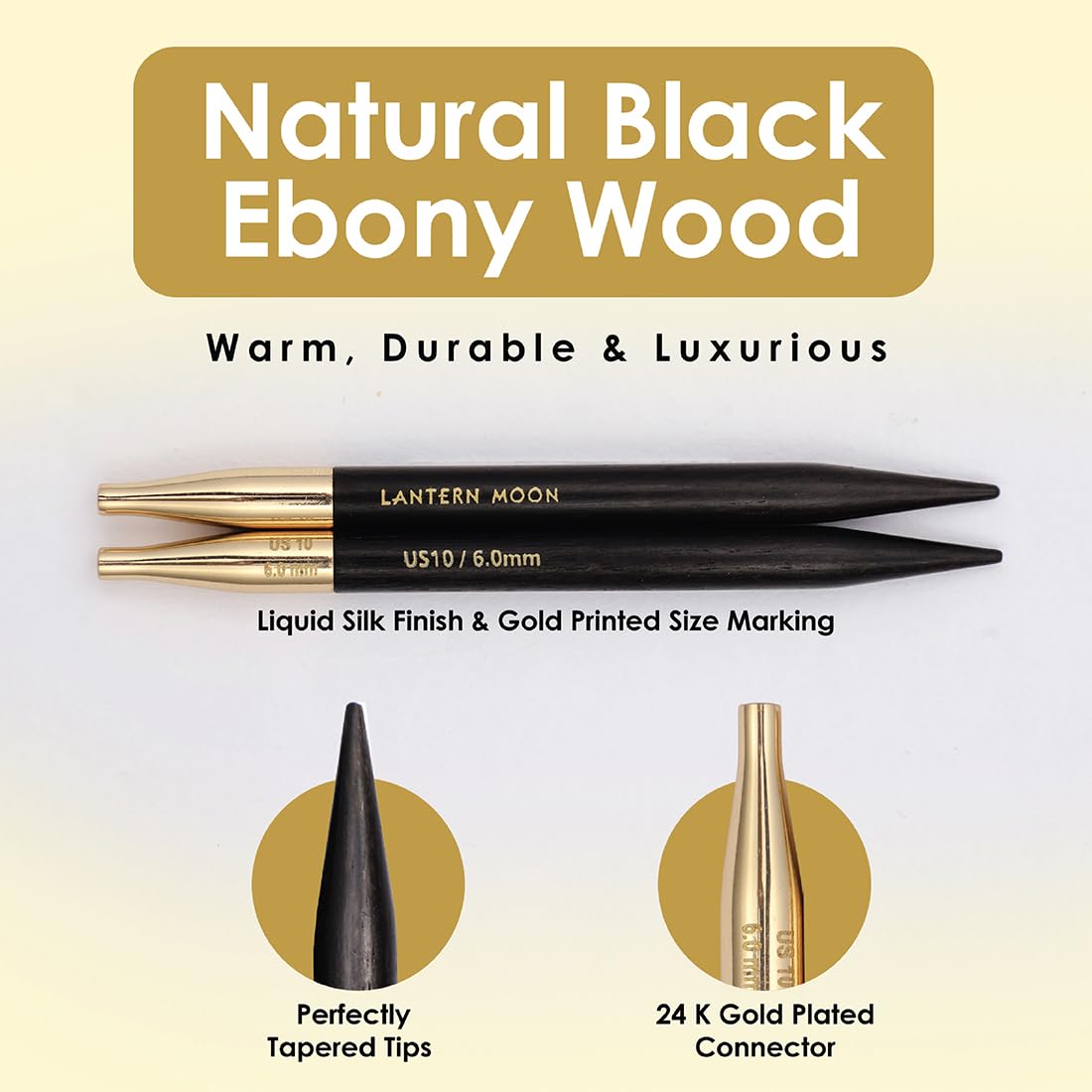 Lantern Moon Ebony Wood Interchangeable Circular Knitting Needles 4" (10cm) | US Size 9 (5.5mm)