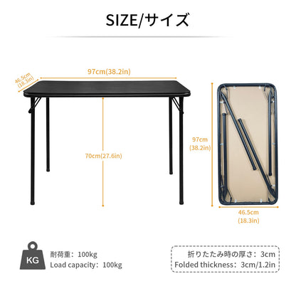 BOOSDEN Foldable Table and Chair Set, Folding Card Table and Chairs, Portable Table with Chairs for Indoor Outdoor, Tables Chair Set Space-Saver for Dining, Game, Camping, Apartment, 2 Pack, Black
