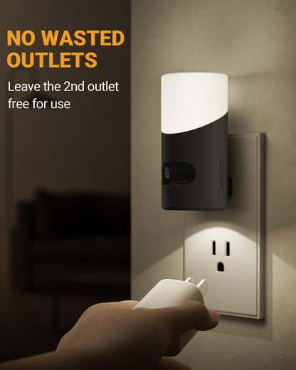 Lyridz LED Night Lights Plug into Wall with Motion Sensor, 1-150LM Dimmable Plug-in Nightlight Indoor for Bedroom, Bathroom, Hallway, Stairs, Pet House, Toilet, 2 Pack