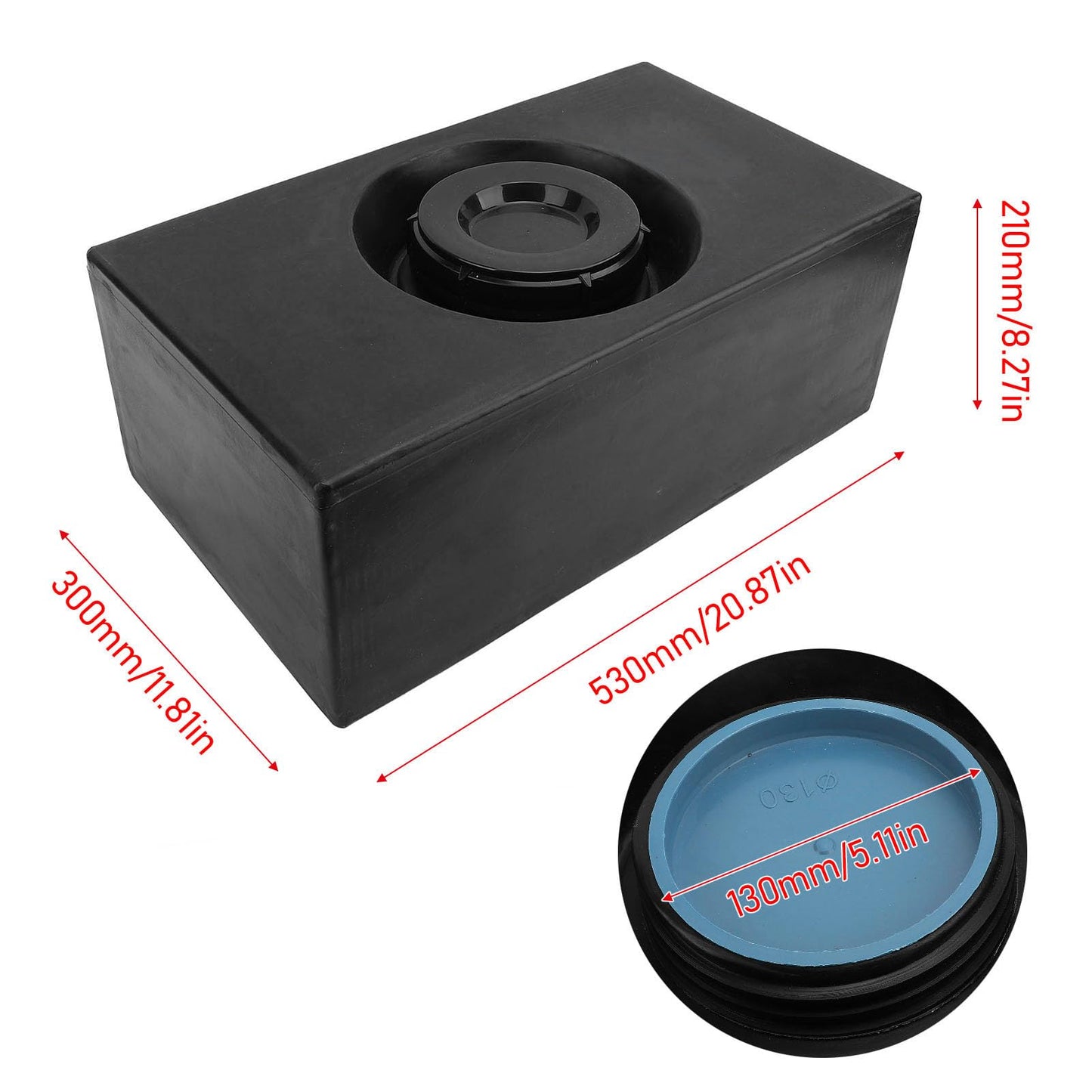 8 Gallon Black RV Water Storage Tank, Leak Proof, Rupture wear Tank for Trailer Boat Yacht, LLDPE Material, 530x300x210mm