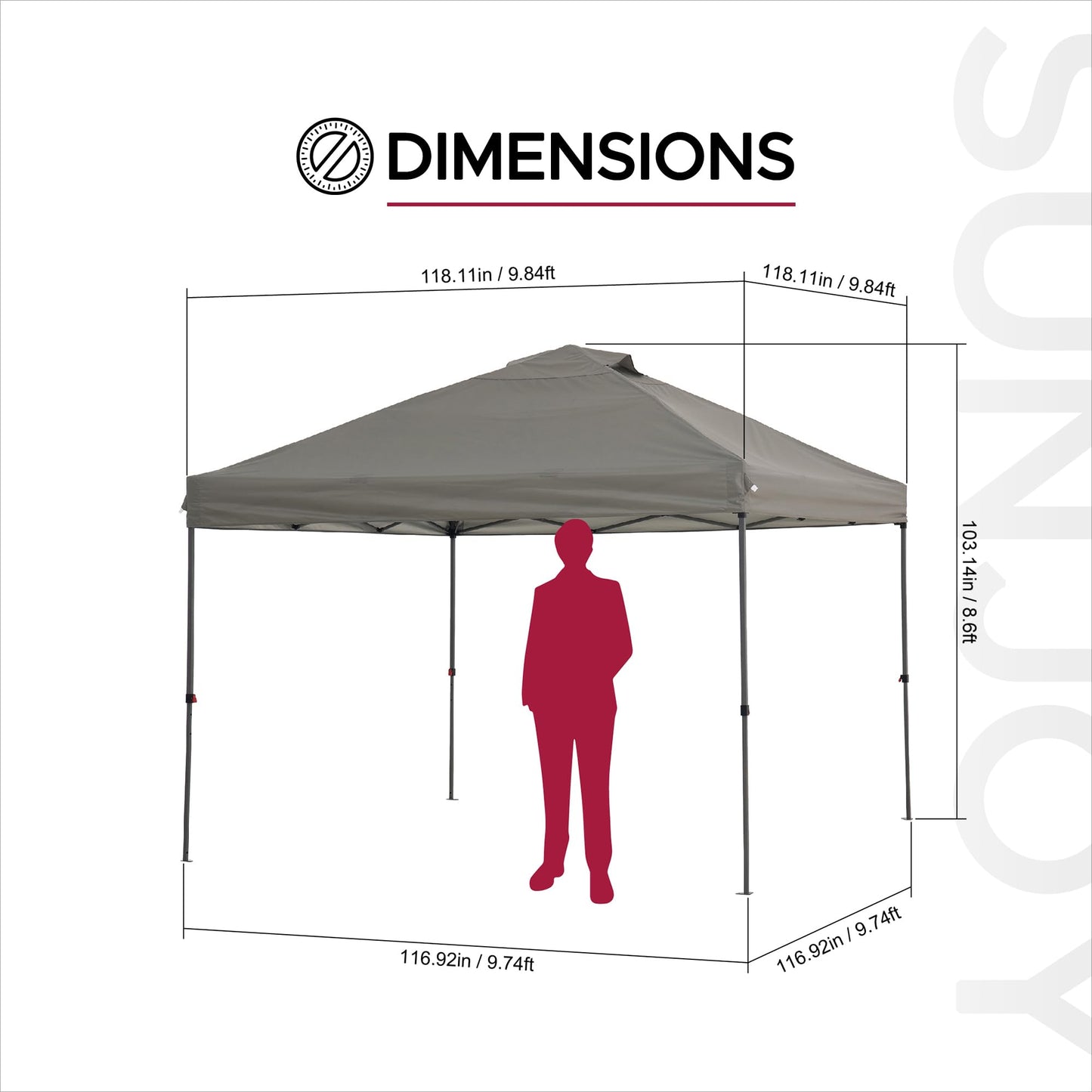 SUNJOY 10ftx10ft Instant Canopy POP UP Gazebo,Easy up,with Detachable LED Light,Remote Control,with Carry Bag for Patio Deck Garden and Beach,Gray