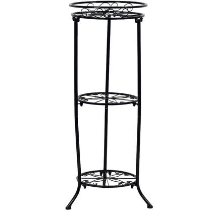 FAMZ Plant Stand Indoor Outdoor, 3 Tier Tall Black Metal Plant Stands, 35 inch Round Multiple Plant Rack Holder Rack Flower Pot Stand Heavy Duty Plant Shelf for Patio Balcony Garden Living Room