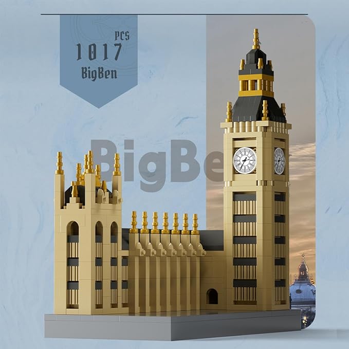 Micro Mini Big Ben Building Block Set Famous Architecture 1017 Pieces Gifts for Kids and Adults