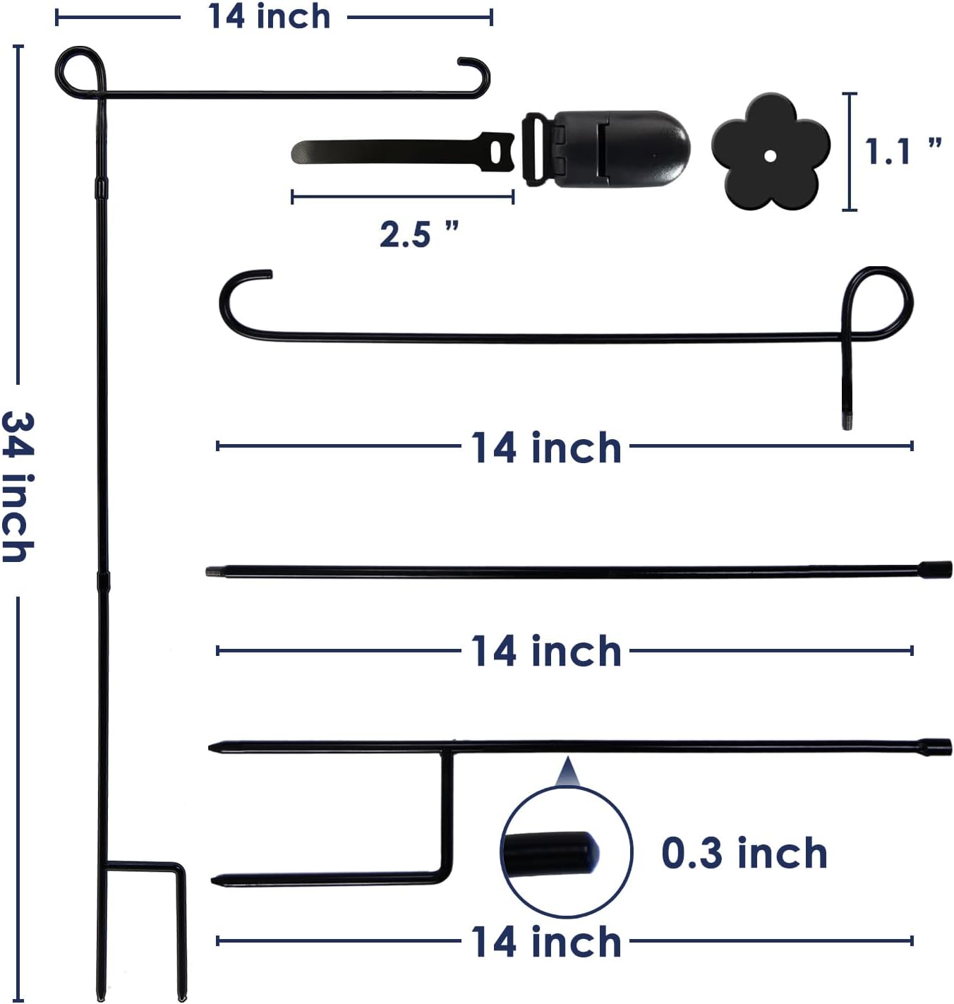 YEAHOME Garden Flag Holder - Premium Weather-Proof Metal Stand with Clip & Stopper | Outdoor Decor