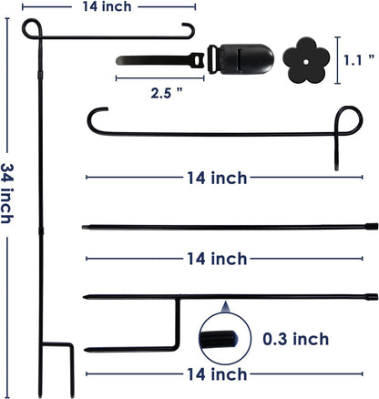YEAHOME Garden Flag Holder - Premium Weather-Proof Metal Stand with Clip & Stopper | Outdoor Decor